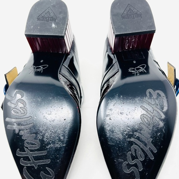 John Fluevog Black Burgundy Navy Red Patent Leather Shoe - Picture 7 of 12